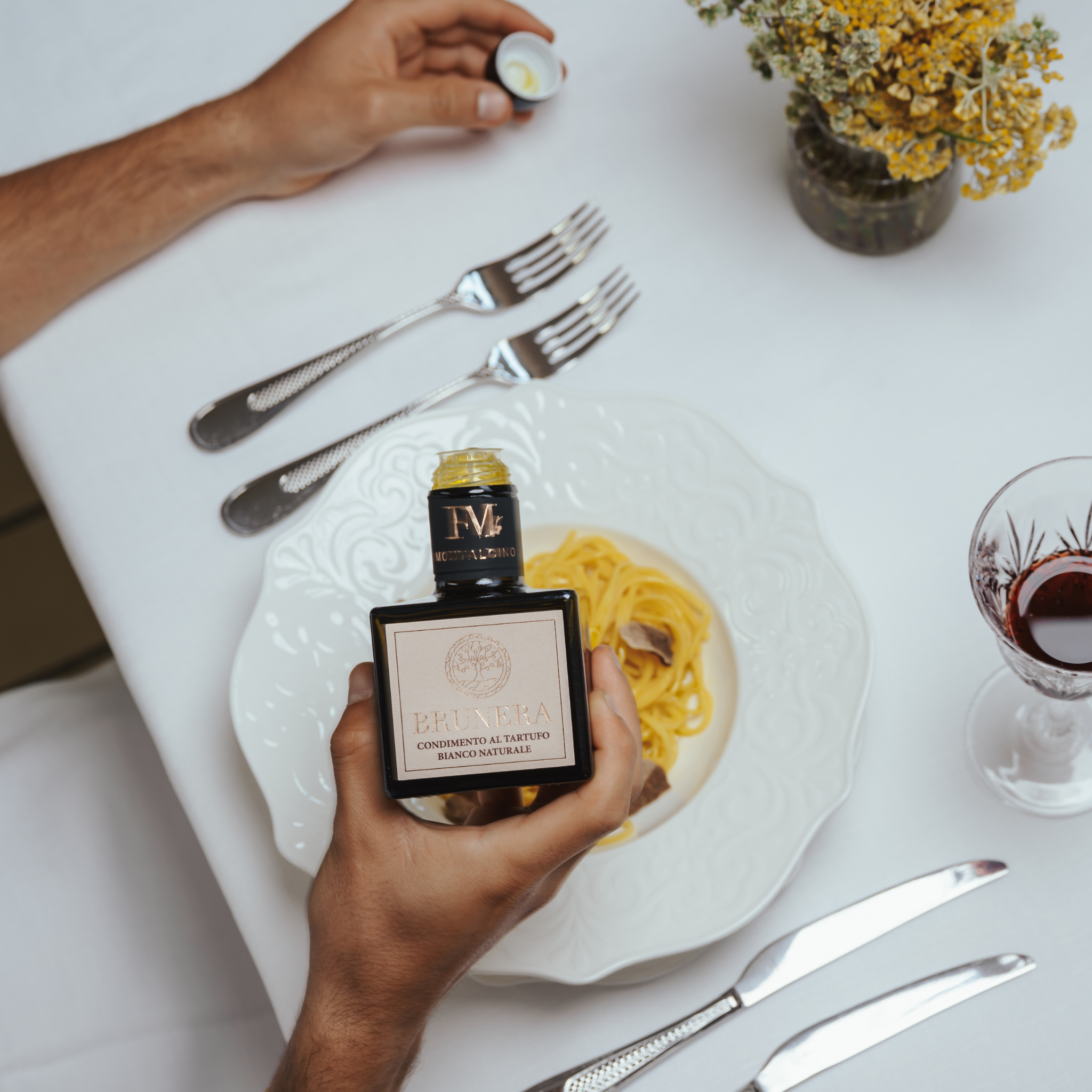BRUNERA Natural White Truffle olive oil — lifestyle image